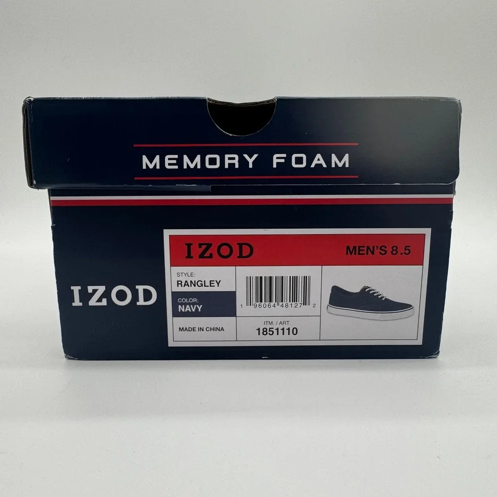 IZOD Rangley Men's 8.5 Navy Canvas Sneakers Memory Foam Lace Up Casual Shoes NIB